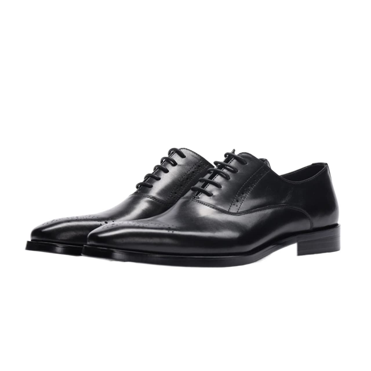 新品　offen オッフェン　square-LLOXFORD / BLACK Shoes Dress Oxford for Men Lace Up Square Toe Brogue Embossed